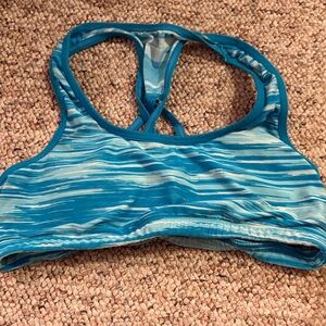 Blue Patterned Sports Bra